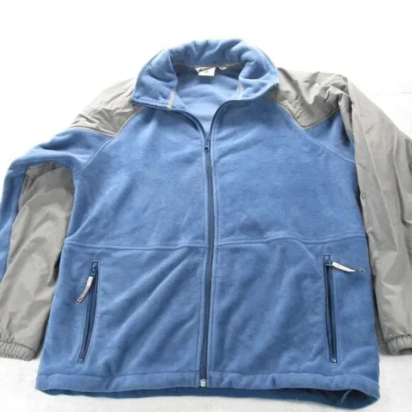 Columbia Jacket Mens Large Blue Colorblock Zip Pockets Soft Full Zip Fleece Hike - Picture 1 of 13